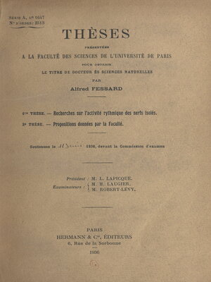 cover image of Recherches sur l'activité rythmique des nerfs isolés